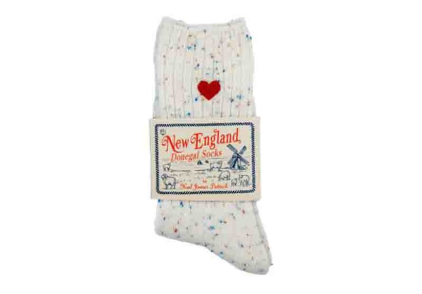 Cream Heart Donegal Socks