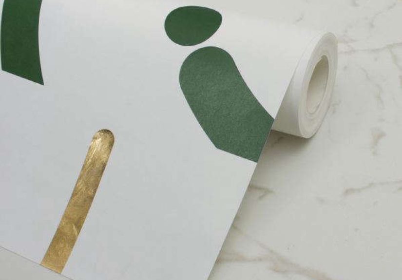 Offset Wallpaper - Fir Green+Gold