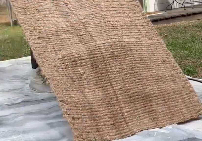 How to Do a DIY Plaid Rug Makeover With Spray Paint