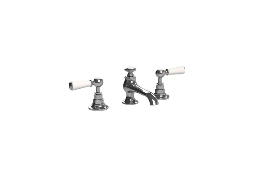 Lefroy Brooks Classic White Lever Three-Hole Connaught Basin Mixer