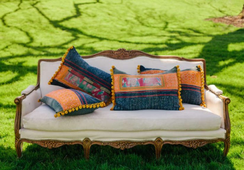 Vintage Hmong Hand Cross Stitch Pillow