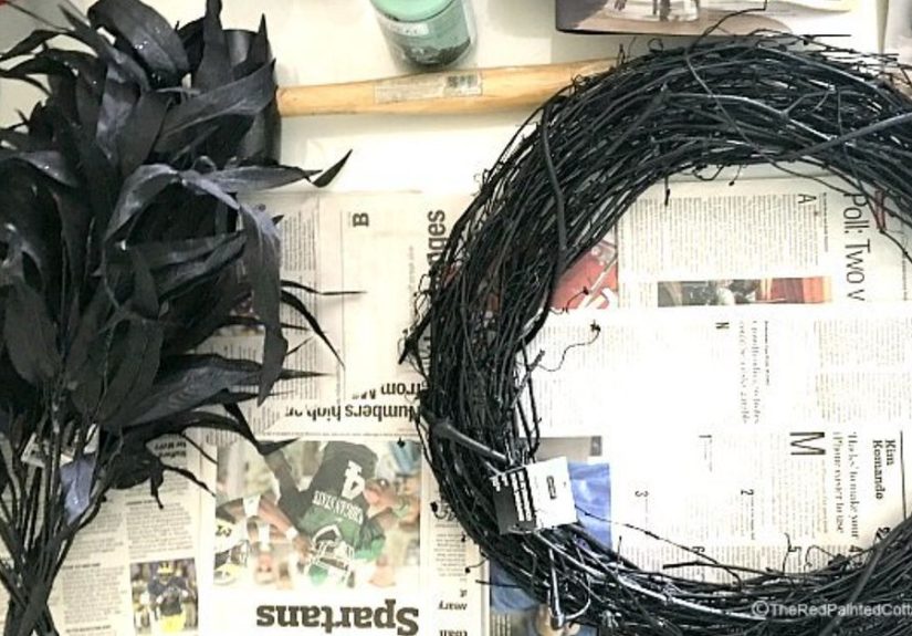 DIY Scary Ravens Wreath for Halloween