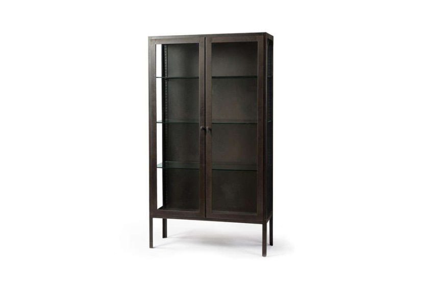 Paulson Modern Industry Antique Iron Glass Display Cabinet