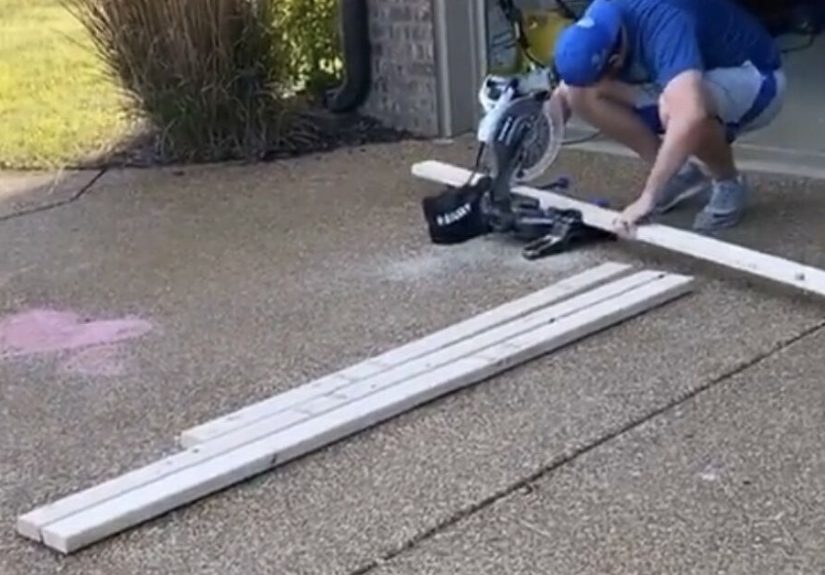The DIY Shiplap Headboard We Made With What We Had in the Garage