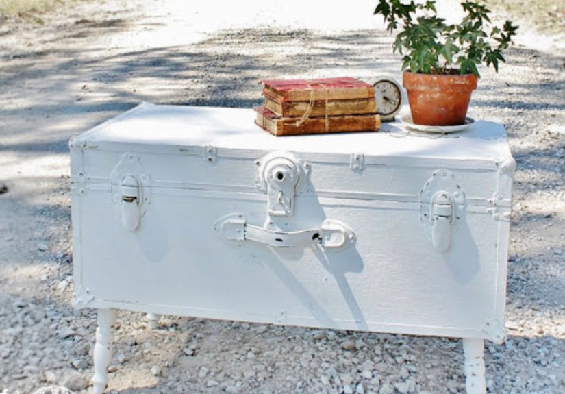 Old Trunk turned Shabby Chic Coffee Table